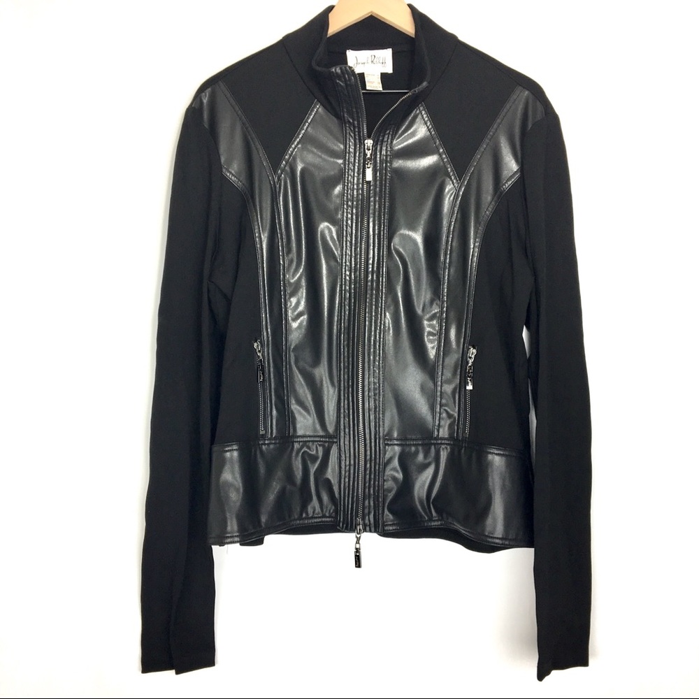 HOT Joseph Ribkoff Mixed Media Zipper Front Jacket